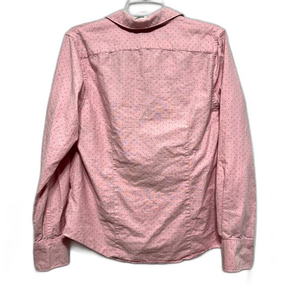 Lands' End Button Up Shirt Pink Long Sleeve Blouse Top Polka Dot Womens sz 12 - Picture 7 of 7